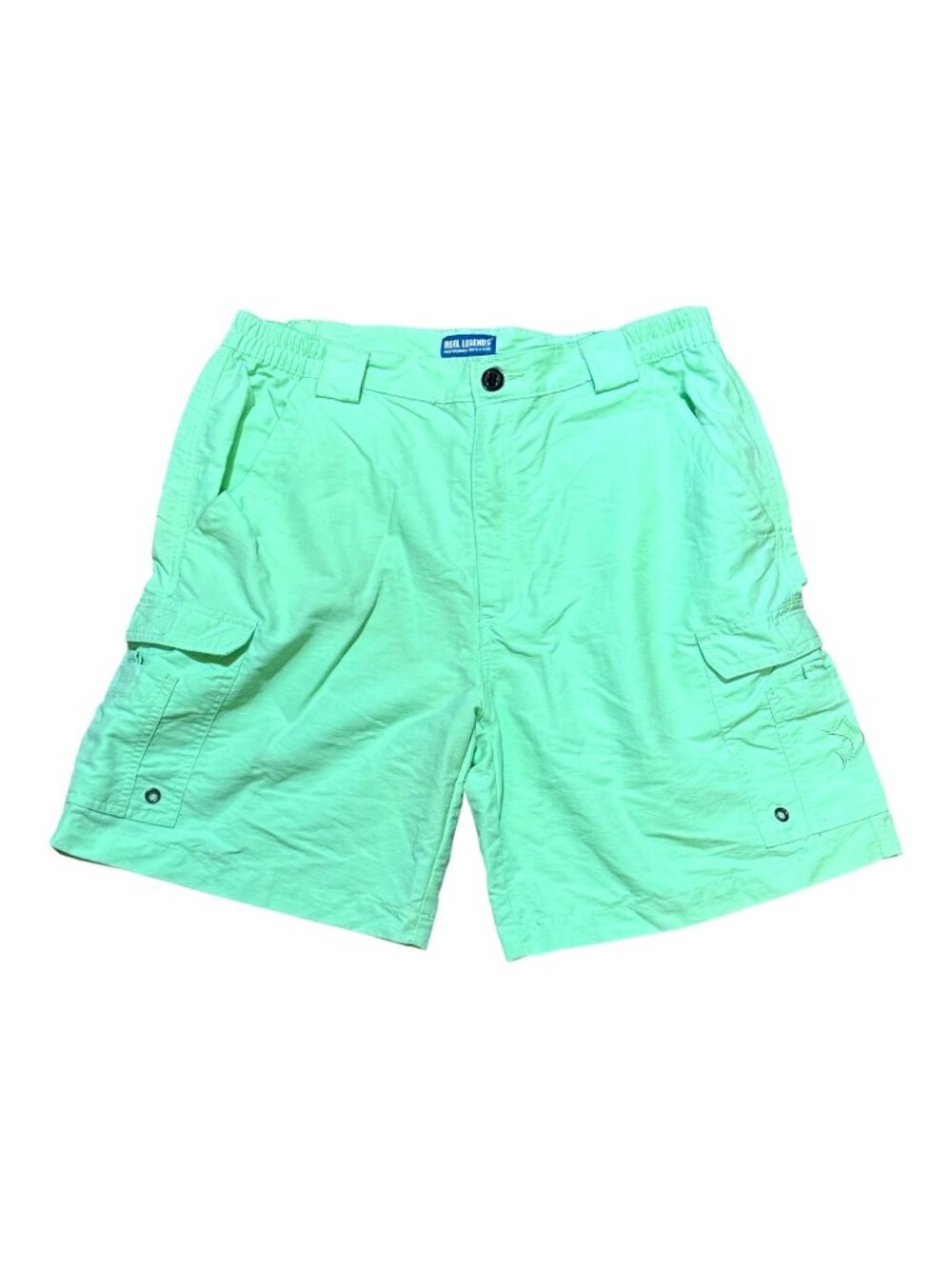 Reel Legends Lime Green Cargo Shorts Mens M Nylon Fishing Sport Polyester Mens